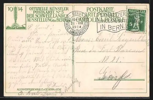 Künstler-AK sign. A. Tieche: Bern, Schweiz. Landesausstellung 1914, Cerevisia und Festhalle