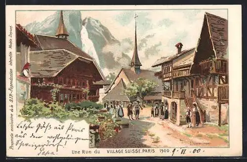 AK Paris, Village Suisse Paris 1900, Une Rue du