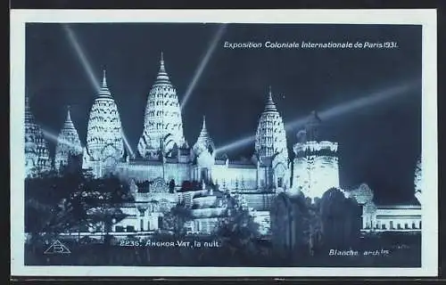 AK Paris, Exposition coloniale internationale 1931, Angkor-vat, la nuit