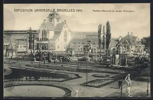 AK Bruxelles, Exposition Universelle 1910 - Deutscher Pavillon und Holländischer Garten