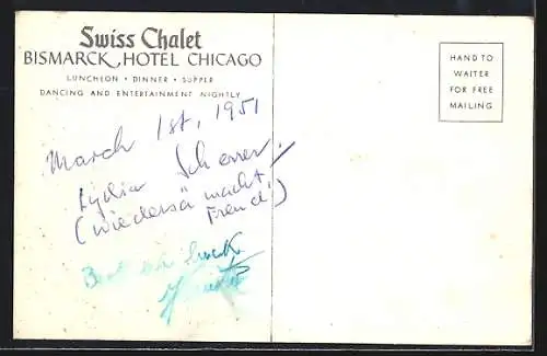 AK Chicago, IL, Swiss Chalet Bismarck Hotel, Matterhorn