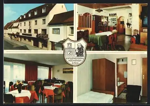 AK Höchstadt /Aisch, Das Hotel Kapuziner-Bräu mit Innenansichten, Inh. Franz Gehr