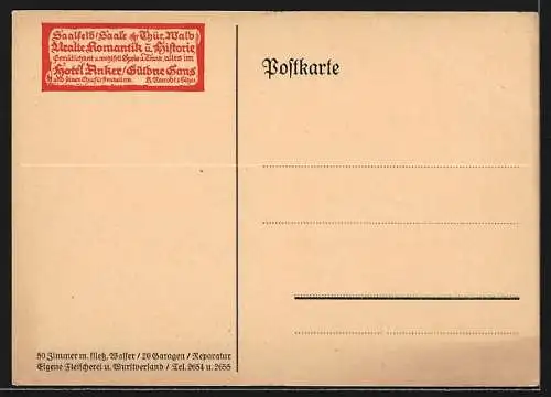 AK Saalfeld / Saale, Hotel Anker, Gedicht