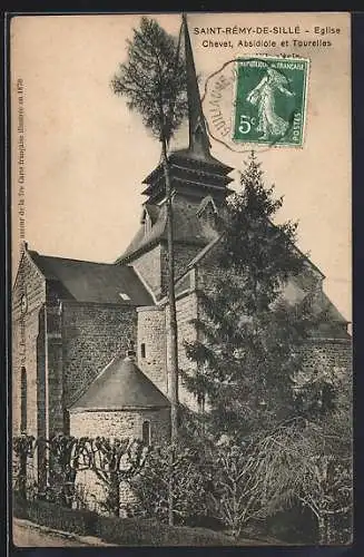 AK Saint-Rémy-de-Sillé, Église Chevet, Abside et Tourelles