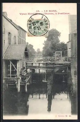 AK Le Mans, Vieux Moulin sur l`Huisne à Pontlieue