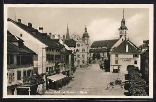 AK Sursee, Blick auf Rathaus und Kirche