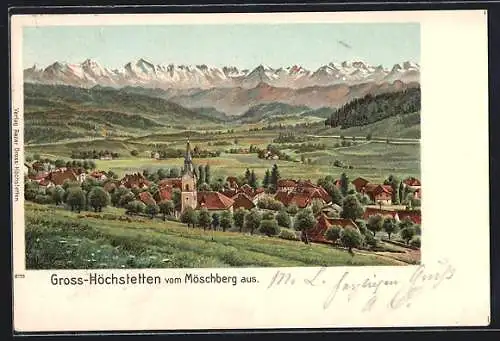 Lithographie Gross-Höchstetten, Gesamtansicht vom Möschberg aus