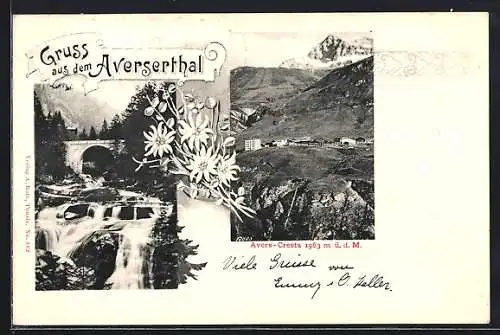 AK Avers-Cresta, Wasserfall, Averserthal