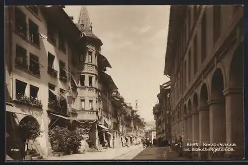 AK Bern, Kesslergasse mit Bibliothekgebäude