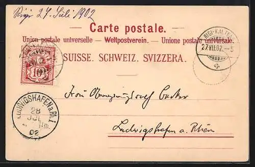 Lithographie Rigi, Aussicht vom Rothstock, Vitznau-Rigibahn