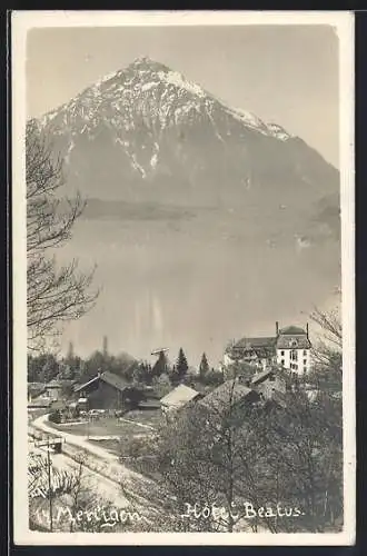 AK Merligen, Hotel Beatus mit Bergpanorama