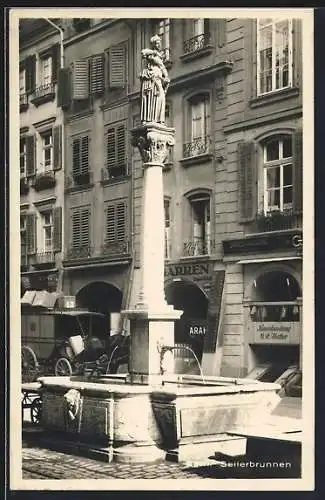 AK Bern, Seilerbrunnen vor der Samenhandlung G. R. Vatter