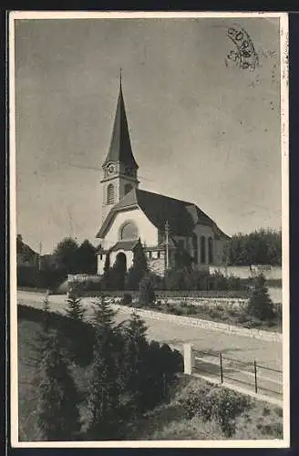 AK Wallisellen, Kirche mit Strassenpartie