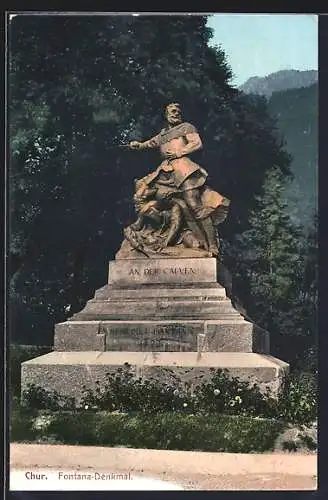 AK Chur, Blick auf das Fontana-Denkmal