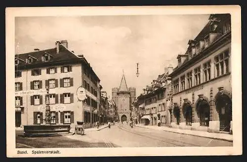 AK Basel, Gasthaus zum Schwarzen Ochsen in der Spalenvorstadt