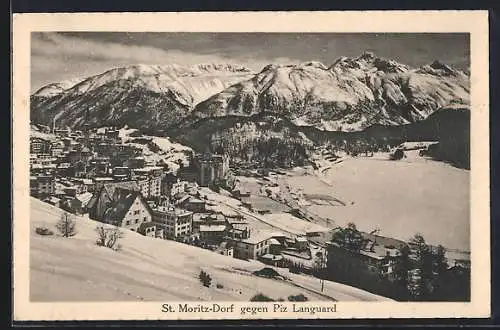 AK St. Moritz-Dorf, Ortsansicht gegen Piz Languard