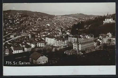 AK St. Gallen, Stadtansicht aus der Vogelschau