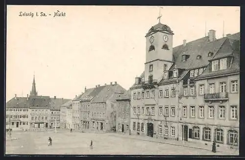 AK Leisnig i. Sa., Markt mit Ratskeller