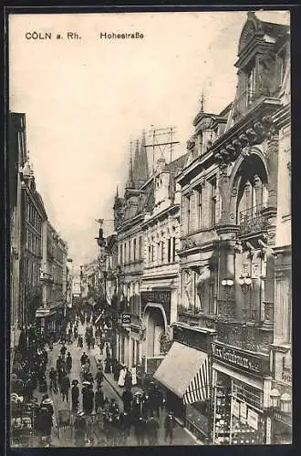 AK Köln, Blick in die überfüllte Hohestrasse