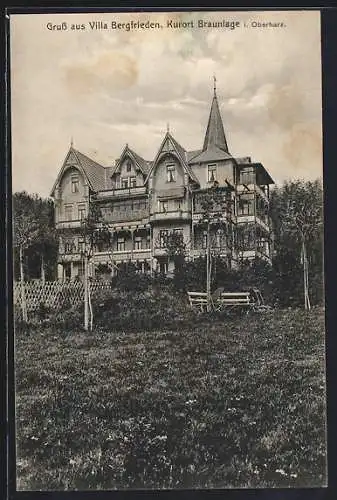 AK Braunlage i. Oberharz, Villa Bergfrieden mit Garten