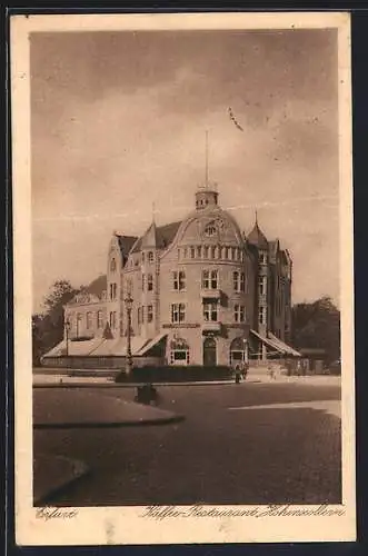 AK Erfurt, Café-Restaurant Hohenzollern, Bes. Franz Grosse, Dalbergsweg 1, Aussenansicht