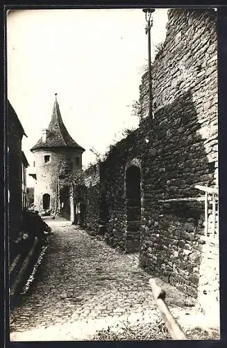 Foto-AK Mainbernheim, Stadtmauer am Bollwerk