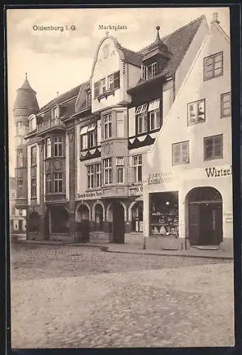 AK Oldenburg / O., Marktplatz und Kolonialwaren J. G. Stöltje