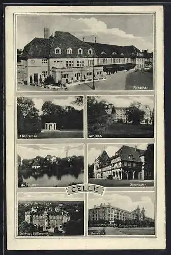 AK Celle, Kaserne, Schloss und Bahnhof