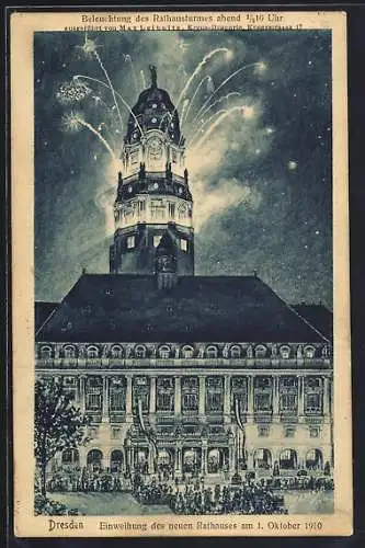 AK Dresden, Einweihung des neuen Rathauses 1910