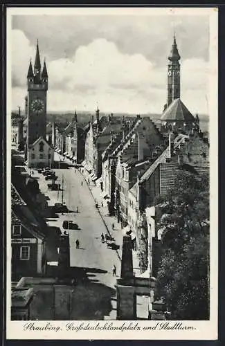 AK Straubing, Grossdeutschlandplatz und Stadtturm