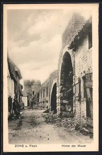 AK Zons a. Rhein, Hinter der Mauer