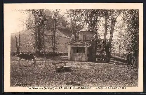 AK La Bastide-de-Serou, Chapelle de Saint Roch et paysage champêtre