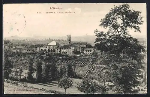 AK Rimont, Vue générale du village avec paysage environnant