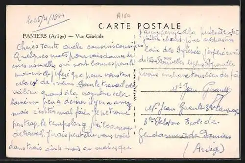 AK Pamiers, Vue générale du village avec collines en arrière-plan