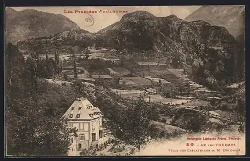 AK Ax-les-Thermes, Villa des Cascatelles et vue sur les Pyrénées ariégeoises