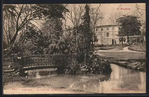 AK Pamiers, Le Parc de la Mairie et son petit pont