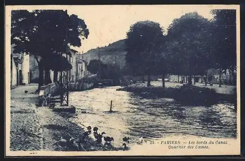 AK Pamiers, Les bords du Canal, Quartier des Usines