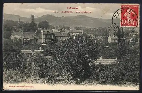 AK Pamiers, Vue générale sur la ville avec collines en arrière-plan