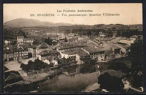 AK Saint-Girons, Vue panoramique du quartier Villefranche