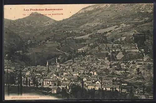 AK Sentein, Vue générale du village pyrénéen et des montagnes environnantes