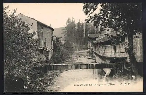 AK Bélesta, Vue de l`Hers et des bâtiments riverains