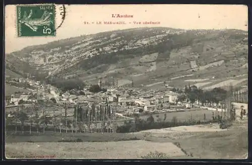 AK Le Mas-d`Azil, Vue générale du village et des collines environnantes