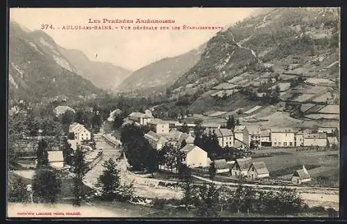 AK Aulus-les-Bains, Vue générale sur les établissements et les montagnes environnantes