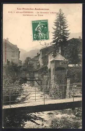 AK Ax-les-Thermes, Le ruisseau d`Ascou traversant la ville