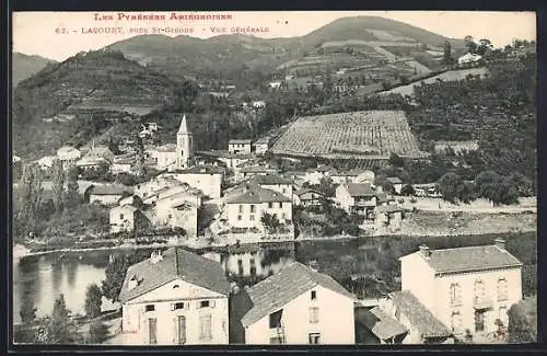 AK Lacourt, Vue générale près de St-Girons dans les Pyrénées Ariégeoises