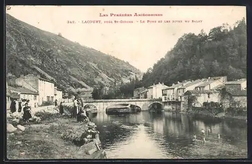 AK Lacourt, Le pont et les rives du Salat