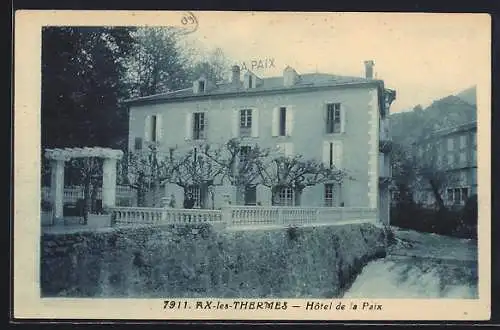 AK Ax-les-Thermes, Hôtel de la Paix au bord de la rivière