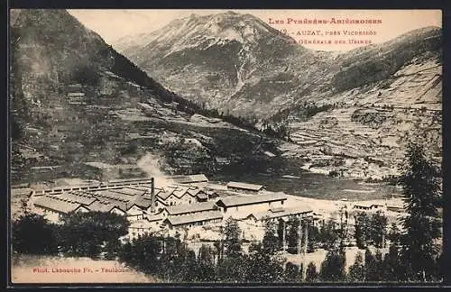 AK Auzat, Vue générale des usines dans les Pyrénées Ariégeoises