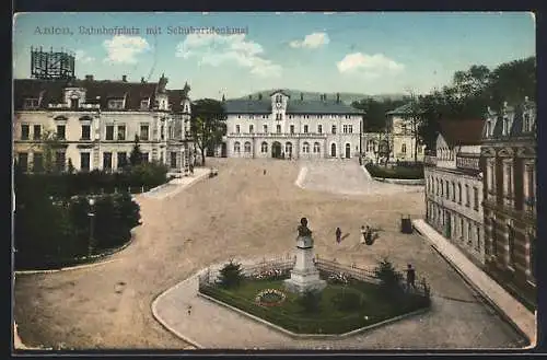 AK Aalen, Bahnhofsplatz mit Schubartdenkmal