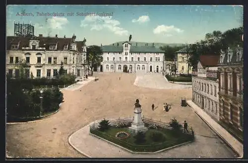 AK Aalen, Bahnhofplatz mit Schubartdenkmal